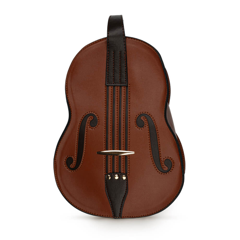 Brown Violin Shaped Backpack, Hand and Shoulder Bag