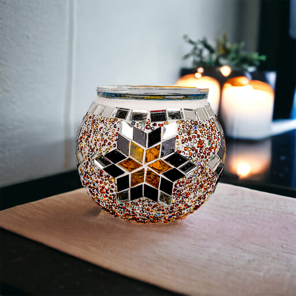 Handmade Mosaic Glass Candle Holder