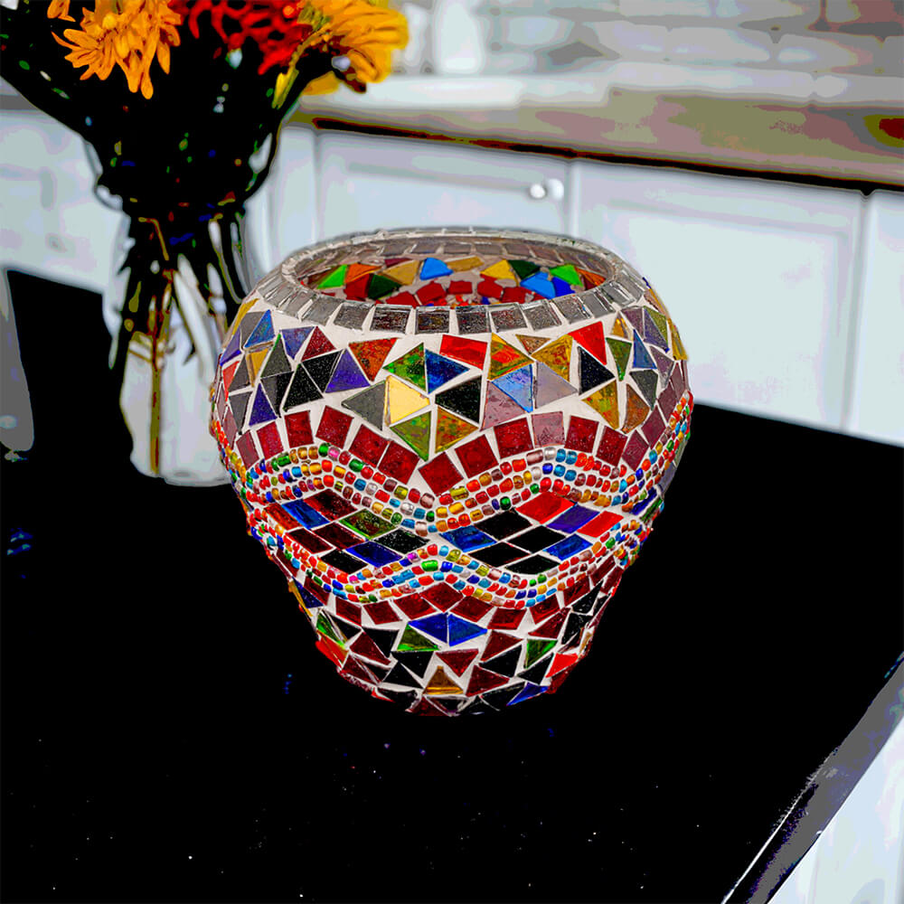 Handmade Mosaic Glass Candle Holder