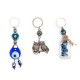 Owl, Evil Eye Bead and Glass Bottle Keychain Set