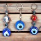 Ceramic Bulk and Blue Evil Eye Bead Keychain Set