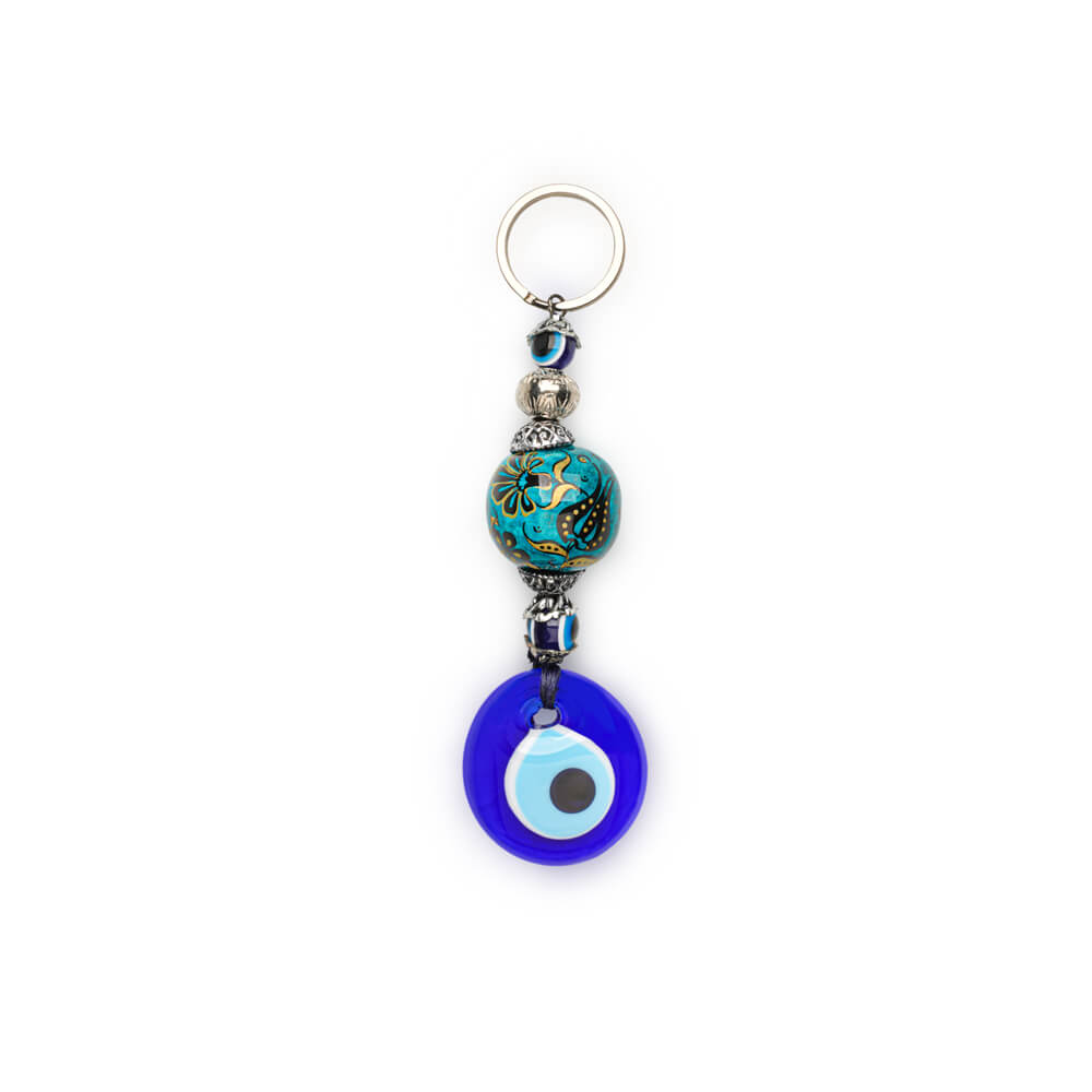 Colourful Beaded Evil Eye Bead Keychain Set