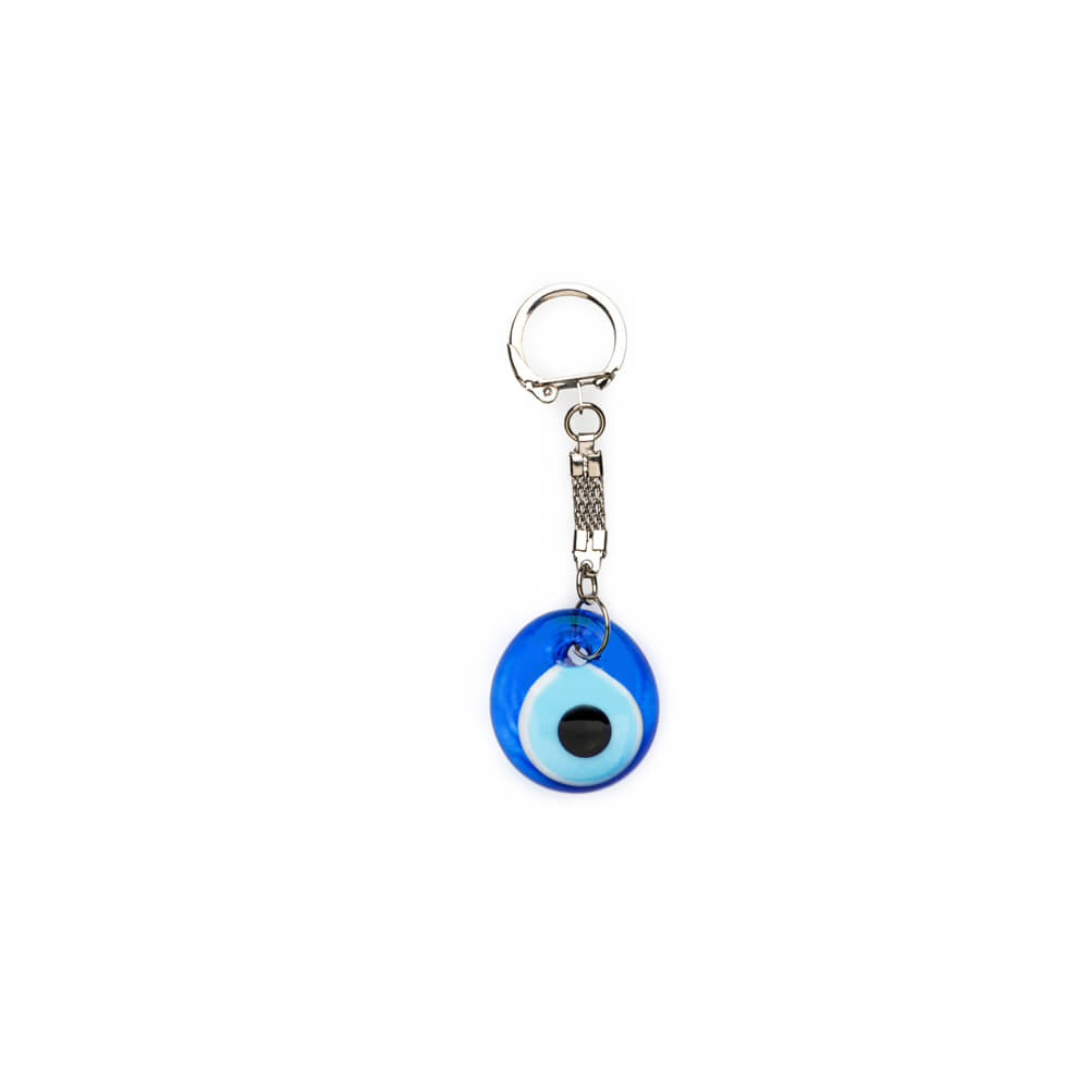 Ceramic Bulk and Blue Evil Eye Bead Keychain Set