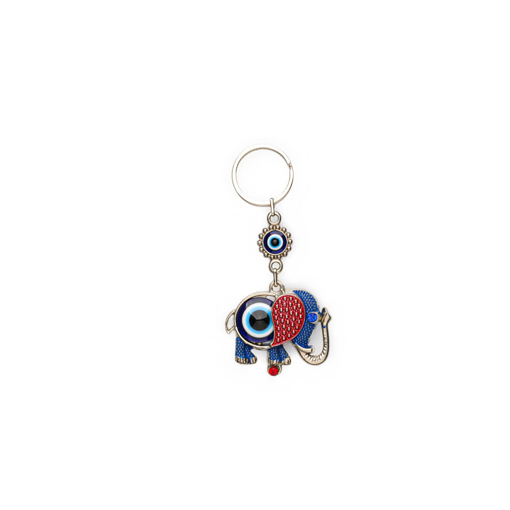 Turtle, Elephant and Evil Eye Bead Keychain Set