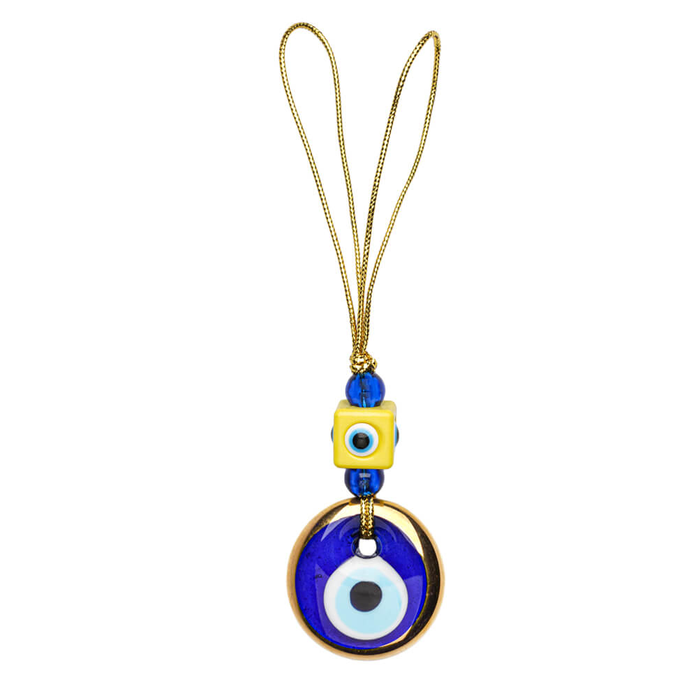 Evil Eye Bead Edges Gold Color Wall Ornament