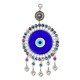 Big Blue Eye Wall Ornament with Tassels and Colored Stones